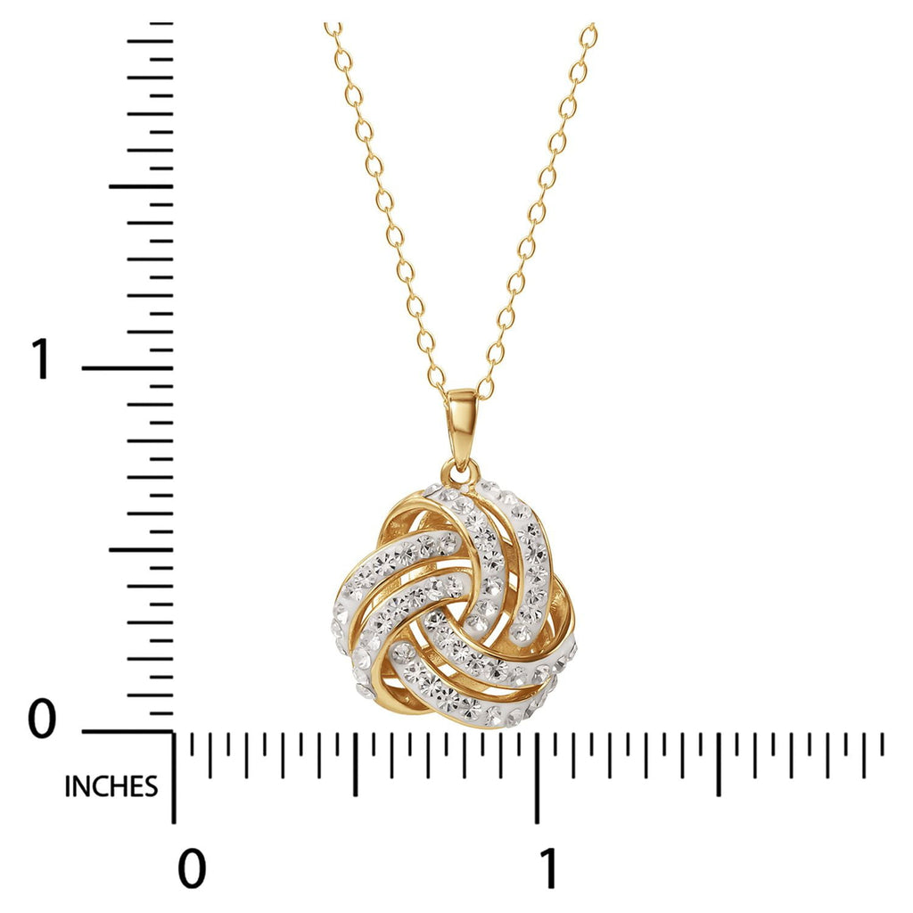 Exquisite 18K Gold Love Knot Crystal Pendant and Earring Set for Timeless Elegance