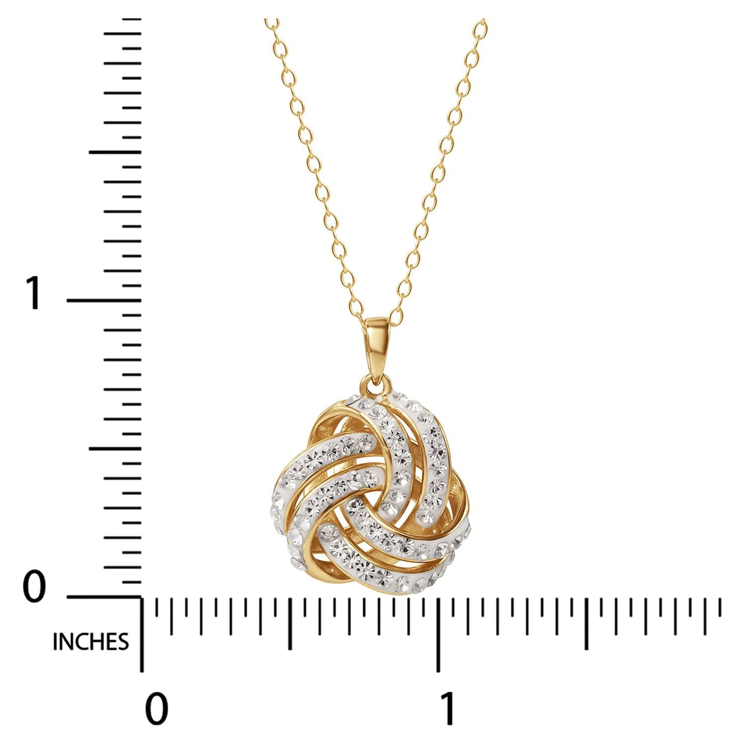 Exquisite 18K Gold Love Knot Crystal Pendant and Earring Set for Timeless Elegance