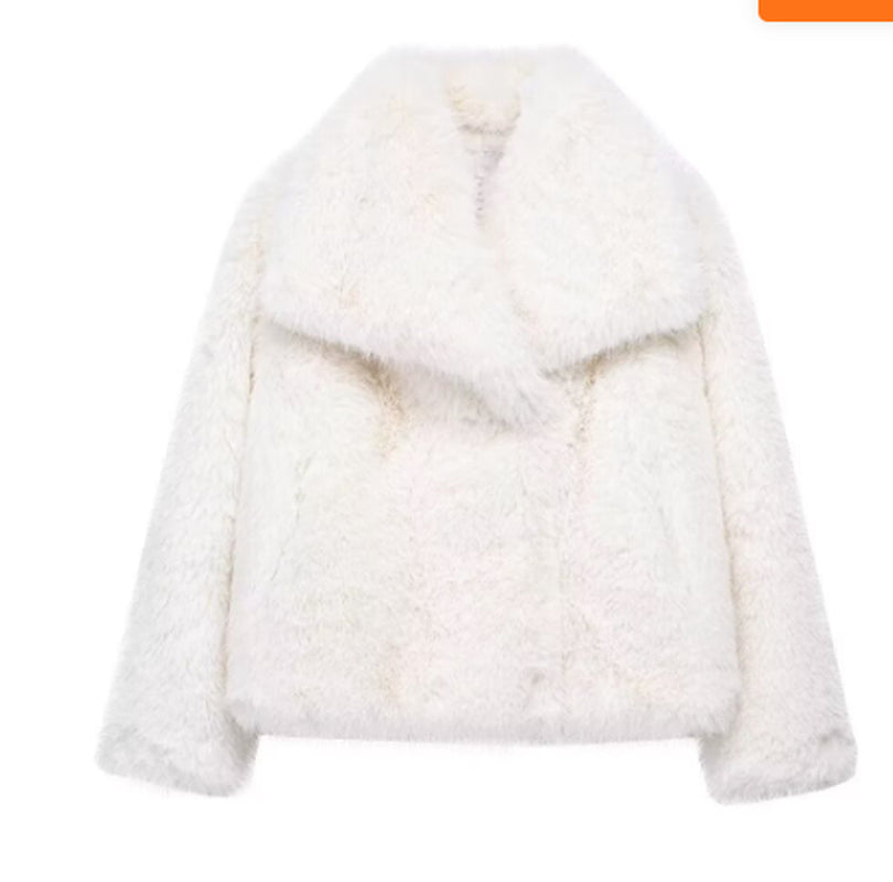 Winter Plush Coat - Fashionable Warm Thick Fluffy Lapel Jacket for Women, Casual Long Sleeve Outerwear