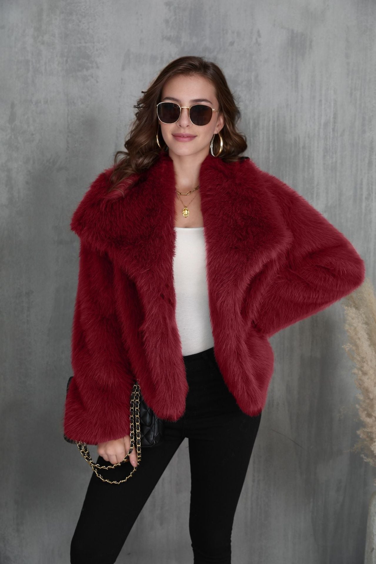 Winter Plush Coat - Fashionable Warm Thick Fluffy Lapel Jacket for Women, Casual Long Sleeve Outerwear