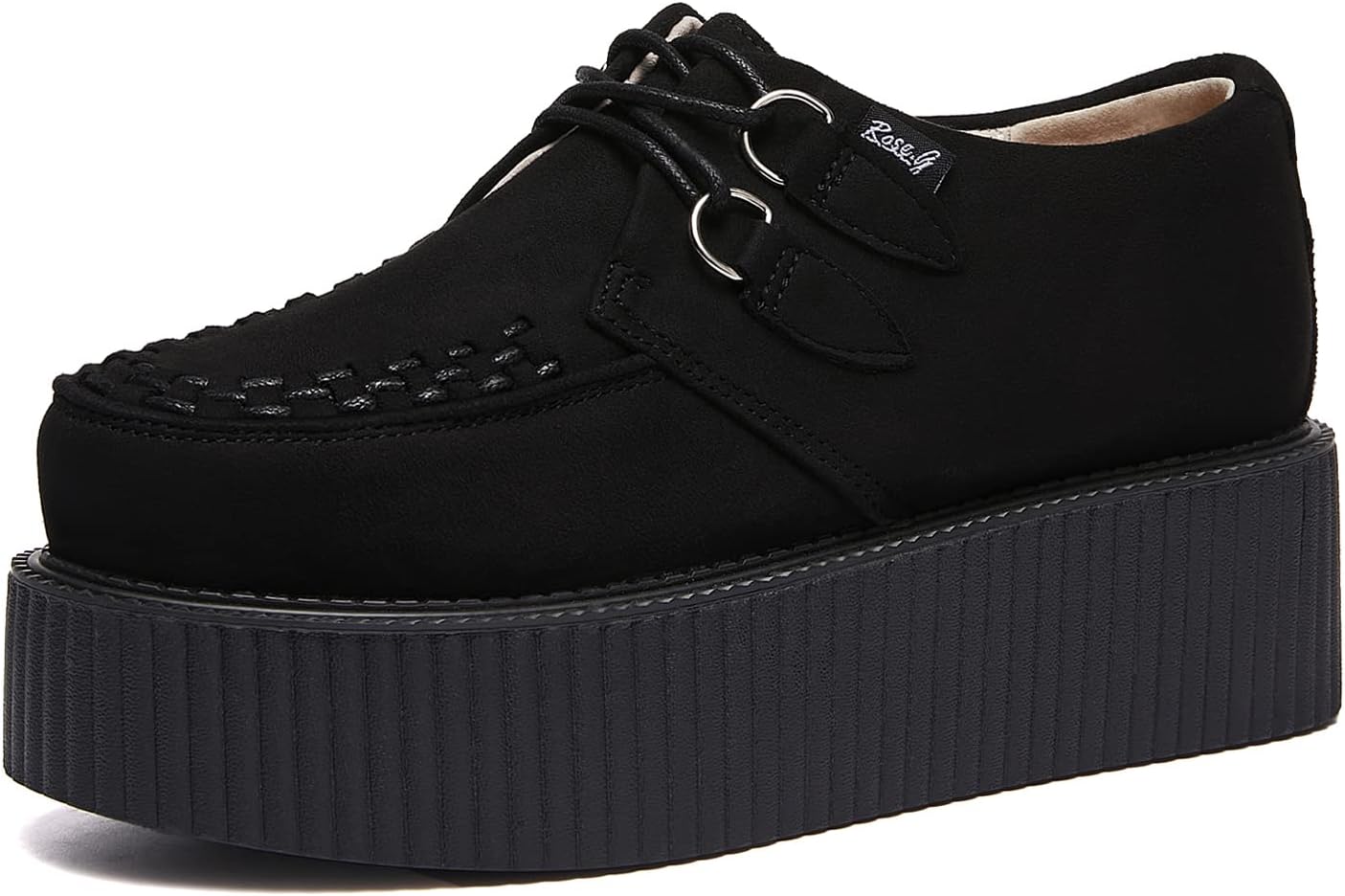 Elevate Your Style with Women'S Handmade Suede Lace-Up Flat Platform Creepers Shoes