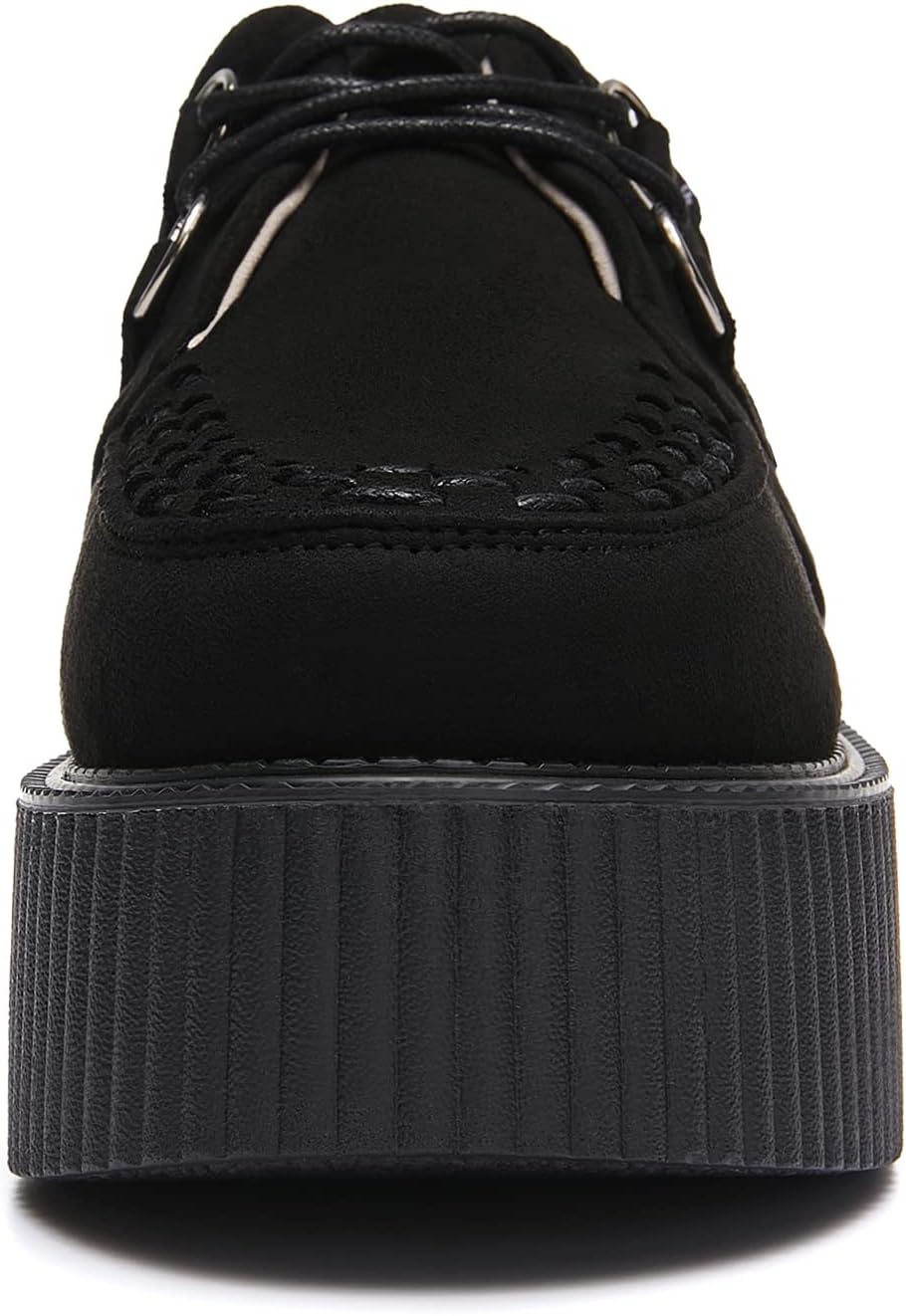 Elevate Your Style with Women'S Handmade Suede Lace-Up Flat Platform Creepers Shoes
