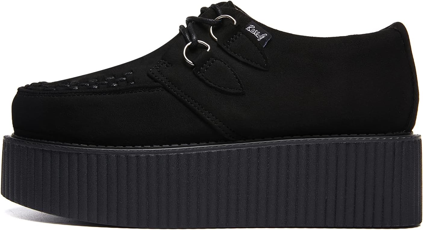 Elevate Your Style with Women'S Handmade Suede Lace-Up Flat Platform Creepers Shoes