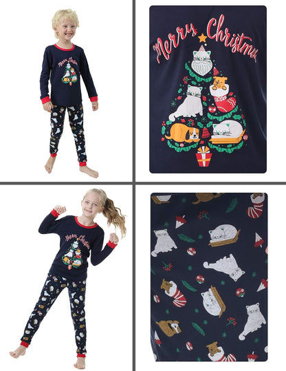Adorable Family Matching Christmas Pajama Sets - Cozy Sleepwear with Cute Snowman and Tree Designs for Couples and Kids