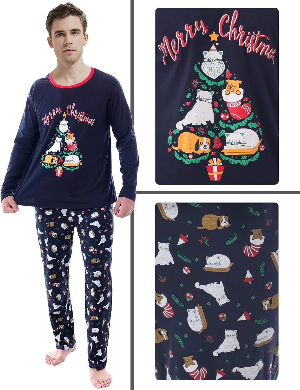 Adorable Family Matching Christmas Pajama Sets - Cozy Sleepwear with Cute Snowman and Tree Designs for Couples and Kids