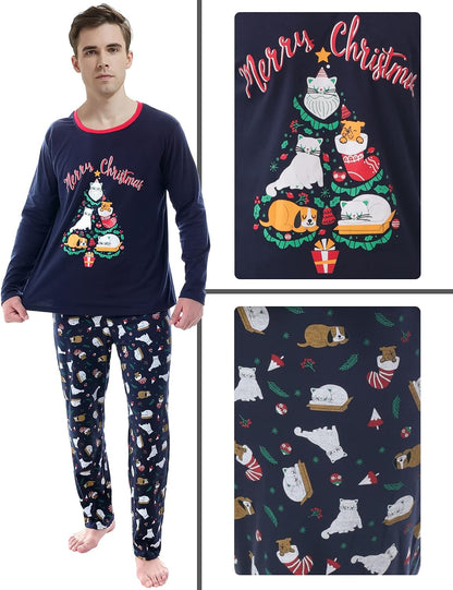Adorable Family Matching Christmas Pajama Sets - Cozy Sleepwear with Cute Snowman and Tree Designs for Couples and Kids