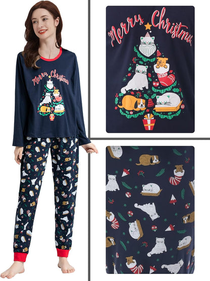 Adorable Family Matching Christmas Pajama Sets - Cozy Sleepwear with Cute Snowman and Tree Designs for Couples and Kids