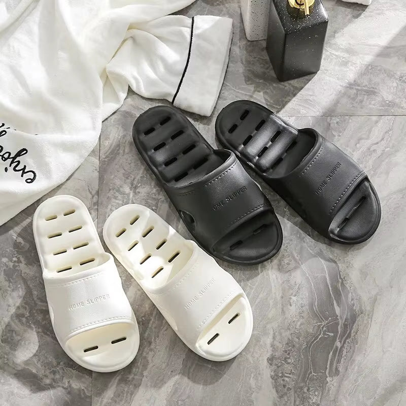 Unisex EVA Non Slip Soft Bottom Leaking Shower Man Woman Home Slippers Punching Bathroom Quick Drying Slipper