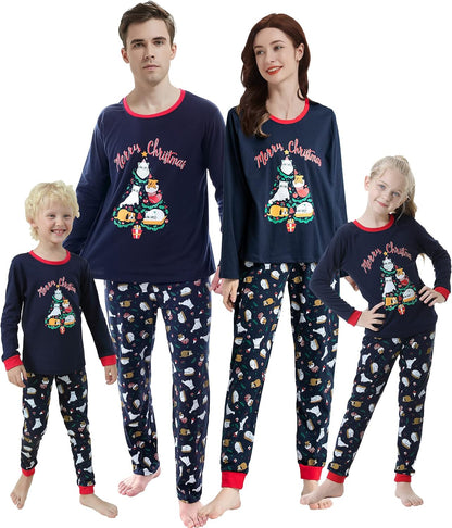 Adorable Family Matching Christmas Pajama Sets - Cozy Sleepwear with Cute Snowman and Tree Designs for Couples and Kids