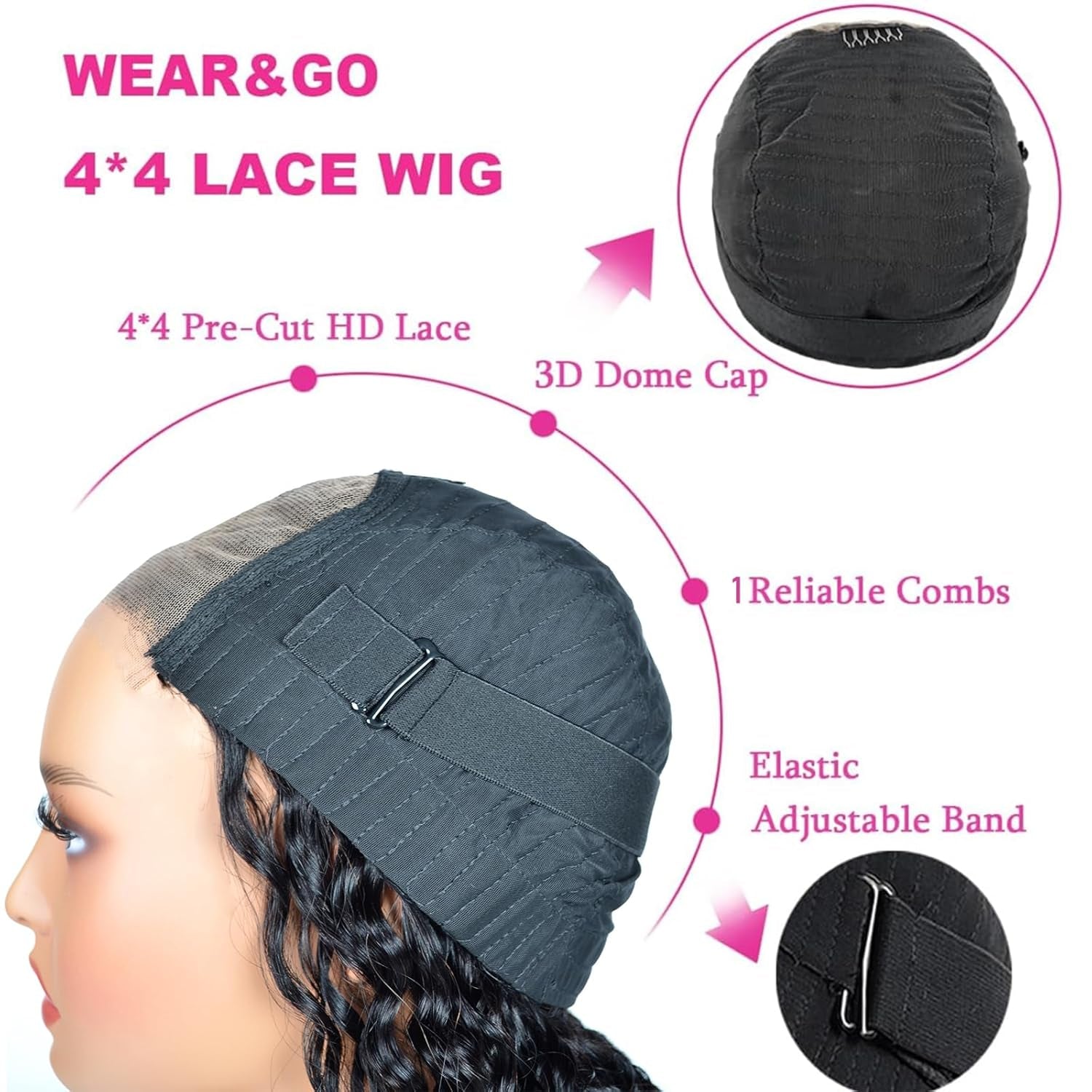 Glueless Water Wave Curly Bob Wig - Pre-Plucked 14-Inch Human Hair Lace Front for Black Women, 180% Density