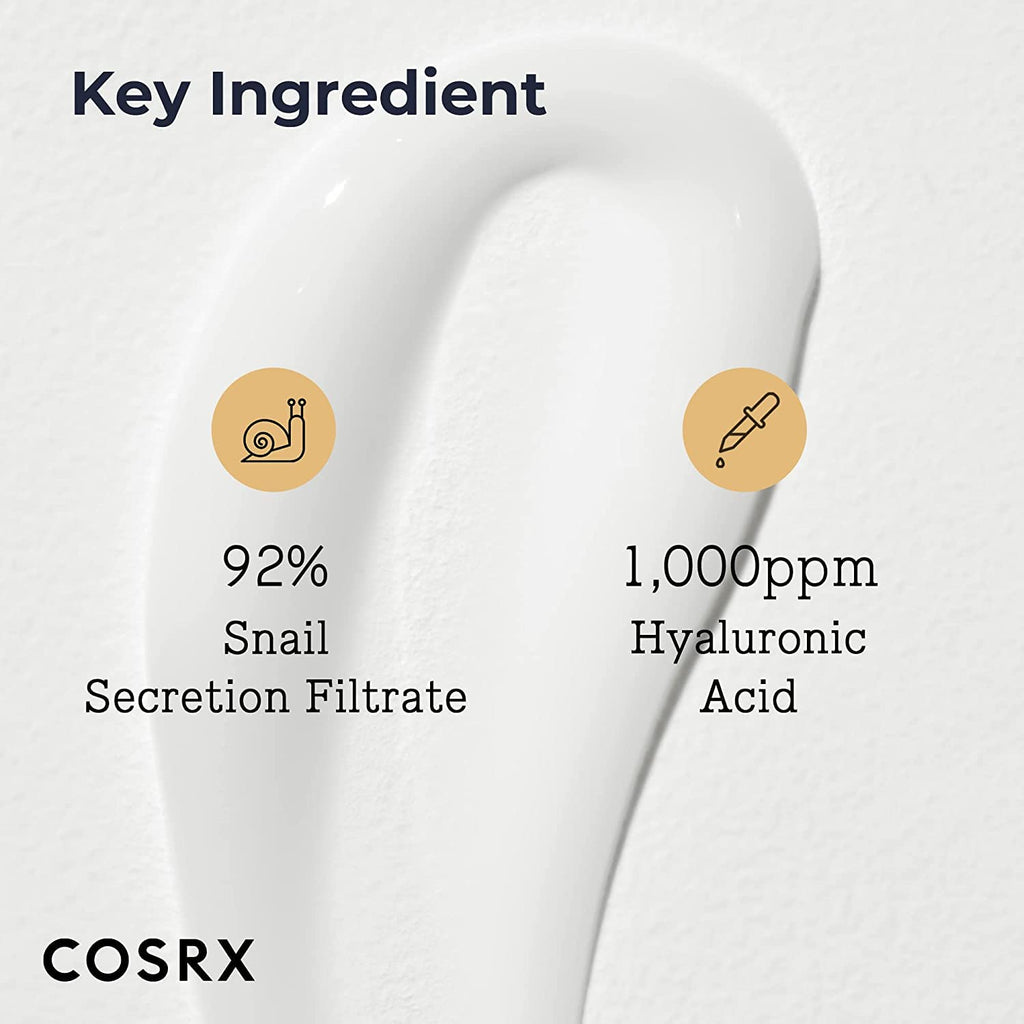 Snail Mucin 92% Moisturizer, Daily Repair Face Gel Cream Tube Type for Dry, Sensitive Skin, Not Tested on Animals, No Parabens, No Sulfates, No Phthalates, Korean Skincare (3.52Fl Oz / 100G)