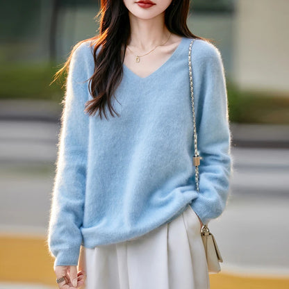 Women's Luxury Cashmere & Wool V-Neck Sweater