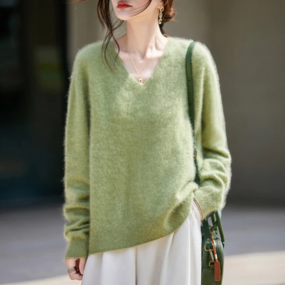 Women's Luxury Cashmere & Wool V-Neck Sweater