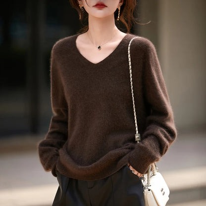 Women's Luxury Cashmere & Wool V-Neck Sweater