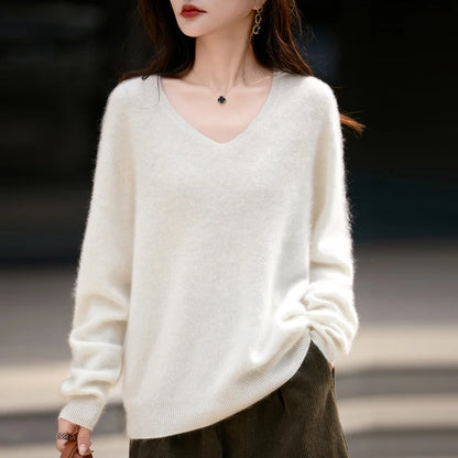 Women's Luxury Cashmere & Wool V-Neck Sweater