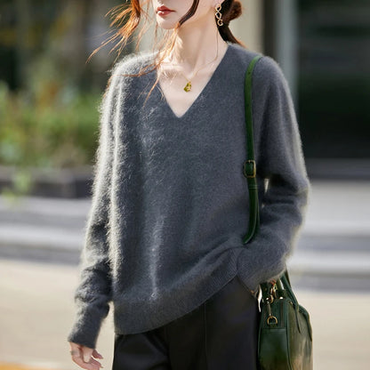 Women's Luxury Cashmere & Wool V-Neck Sweater
