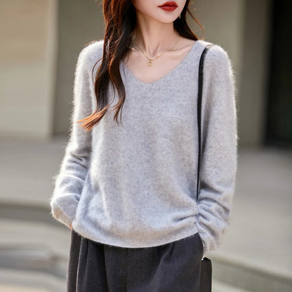 Women's Luxury Cashmere & Wool V-Neck Sweater
