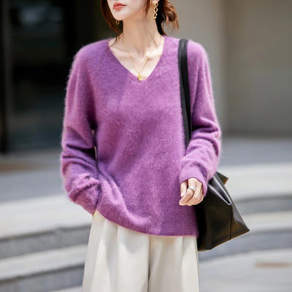 Women's Luxury Cashmere & Wool V-Neck Sweater