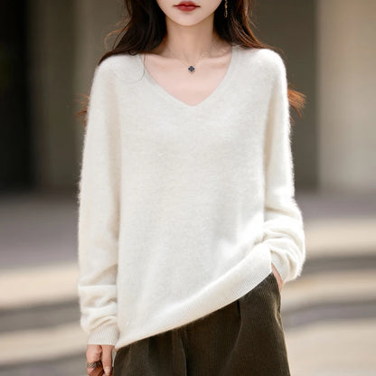 Women's Luxury Cashmere & Wool V-Neck Sweater