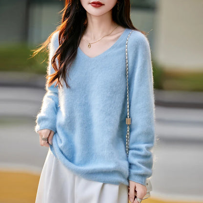 Women's Luxury Cashmere & Wool V-Neck Sweater