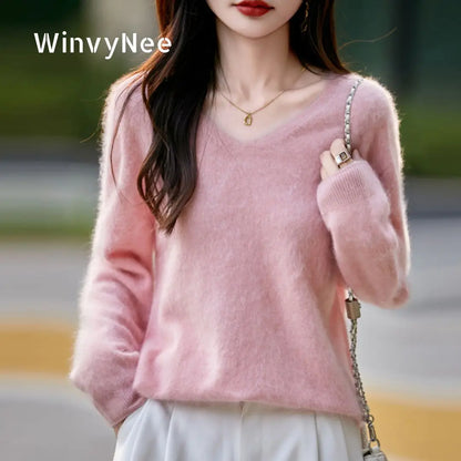 Women's Luxury Cashmere & Wool V-Neck Sweater
