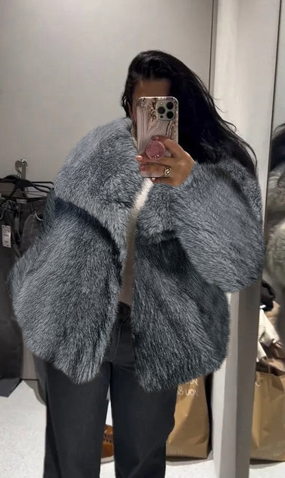Winter Plush Coat - Fashionable Warm Thick Fluffy Lapel Jacket for Women, Casual Long Sleeve Outerwear