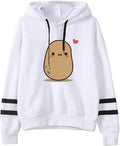 Teen Girls Potato Hooded Sweatshirt Womens Long Sleeve Cute Hoodies Pullover Tops (Small, White)