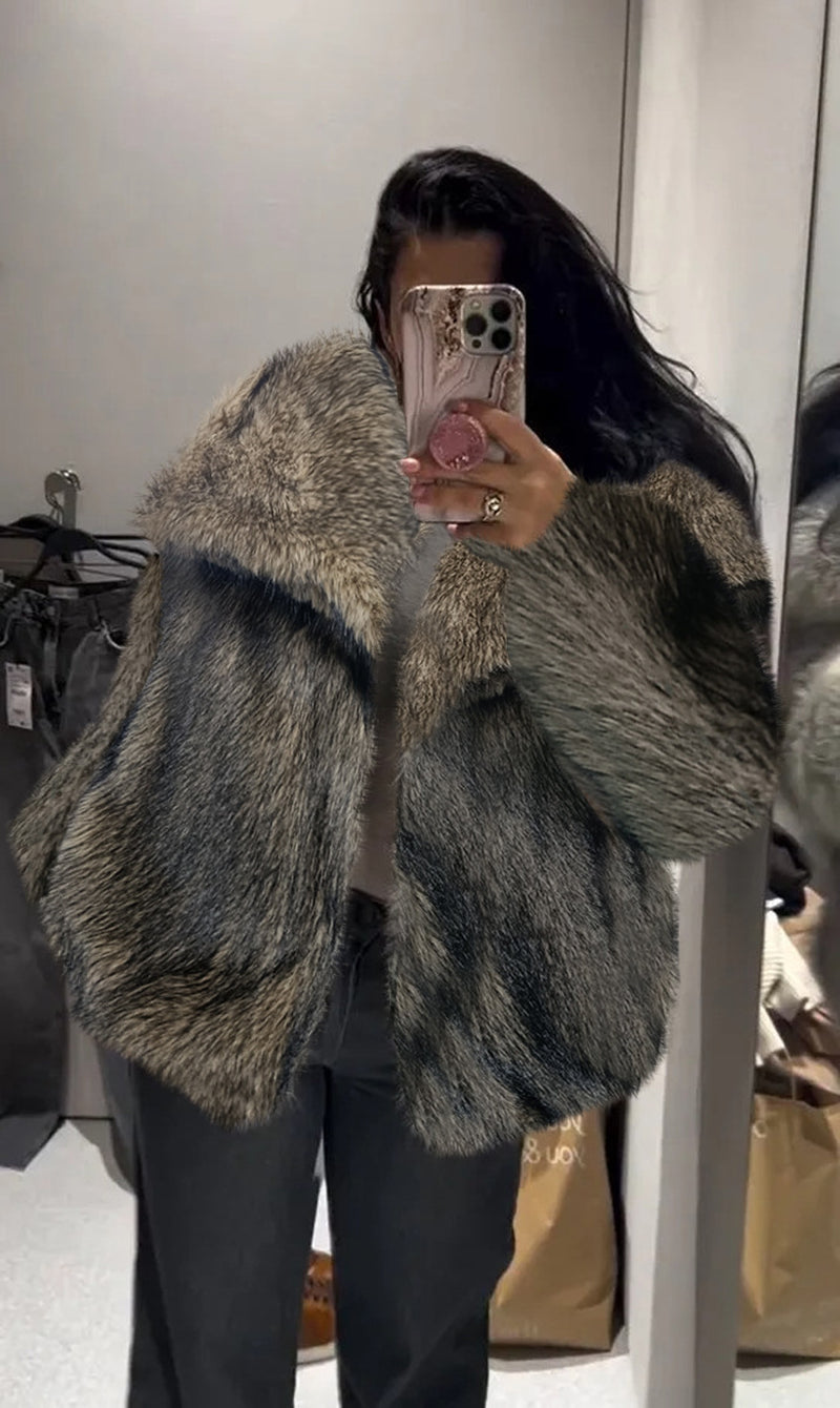 Winter Plush Coat - Fashionable Warm Thick Fluffy Lapel Jacket for Women, Casual Long Sleeve Outerwear