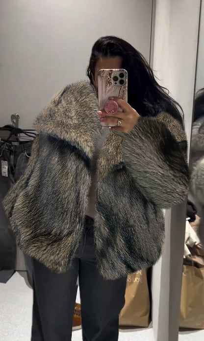Winter Plush Coat - Fashionable Warm Thick Fluffy Lapel Jacket for Women, Casual Long Sleeve Outerwear